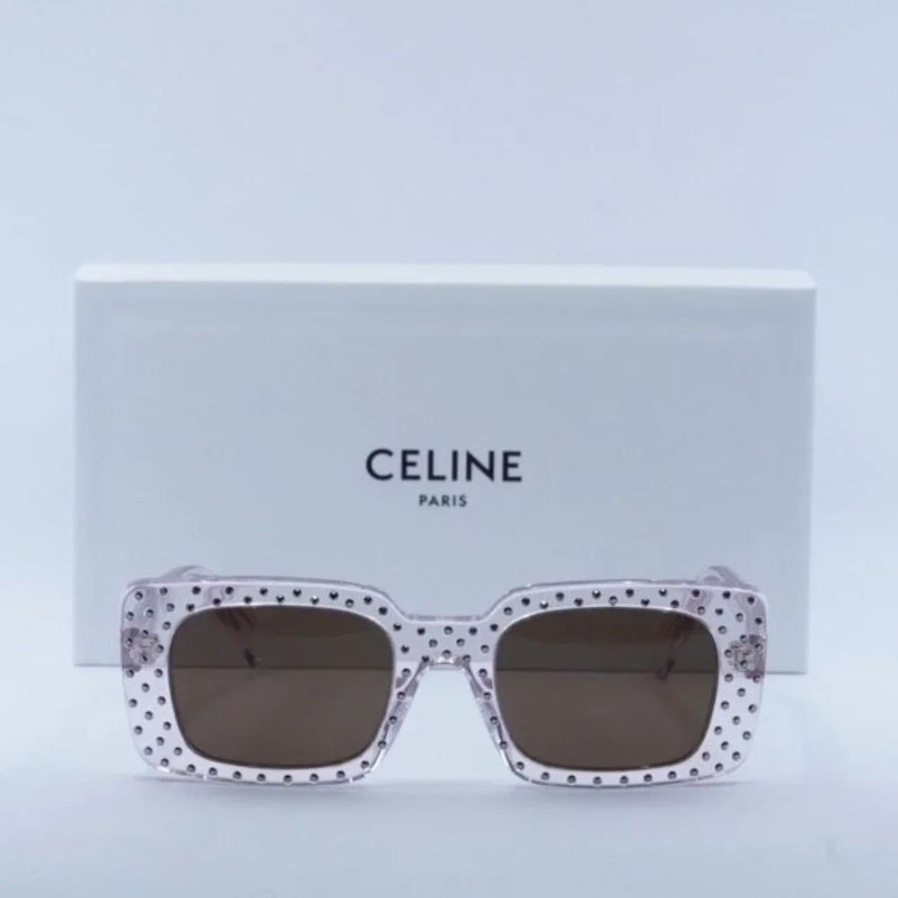 Celine CL4213IS 27E Square Sunglasses – Shiny Crystal/Brown - Picture 4 of 10